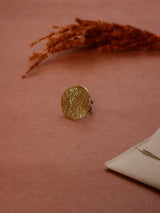 Gold Etched Disc Adjustable Ring