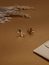 Gold Fine Wing Dragonfly Stud Earrings - TOSSIDO