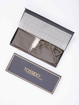 Gold Geometric Woven Ascot & Pocket Square - TOSSIDO