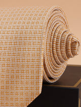 Gold Geometric Woven Silk Necktie - TOSSIDO