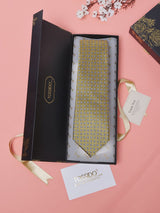 Gold Geometrics Teflon Silk Necktie - TOSSIDO