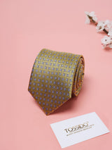 Gold Geometrics Teflon Silk Necktie - TOSSIDO
