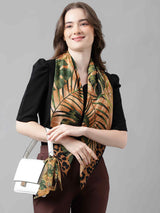 Gold & Green Floral Scarf & Scarf Bag Set - TOSSIDO