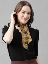 Gold & Green Floral Scarf & Scarf Bag Set - TOSSIDO