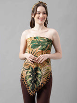 Gold & Green Floral Scarf & Scarf Bag Set - TOSSIDO