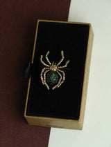 Gold & Green Spider Brooch - TOSSIDO