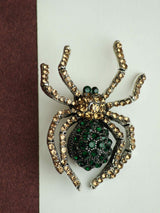 Gold & Green Spider Brooch - TOSSIDO