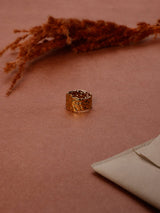 Gold Hammered Band Adjustable Ring - TOSSIDO