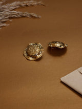 Gold Hammered Dome Stud Earrings - TOSSIDO