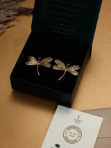 Gold Hammered Dragonfly Stud Earrings - TOSSIDO