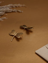 Gold Hammered Dragonfly Stud Earrings - TOSSIDO