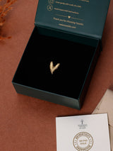 Gold Hammered Heart Adjustable Ring - TOSSIDO