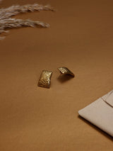 Gold Hammered Rectangle Stud Earrings - TOSSIDO