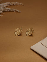 Gold Hammered Square Stud Earrings - TOSSIDO