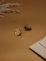 Gold Hammered Square Stud Earrings - TOSSIDO