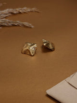 Gold Hammered Star Stud Earrings - TOSSIDO