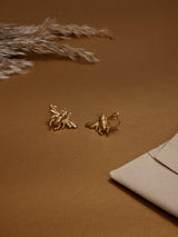 Gold Honeybee Stud Earrings - TOSSIDO