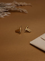 Gold Hummingbird Stud Earrings - TOSSIDO