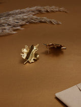 Gold Maple Leaf Stud Earrings - TOSSIDO