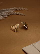 Gold Molten Heart Stud Earrings - TOSSIDO