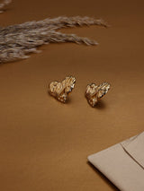 Gold Molten Heart Stud Earrings - TOSSIDO