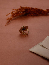 Gold Molten Leaf Disc Adjustable Ring - TOSSIDO