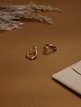 Gold Molten Open Loop Earrings - TOSSIDO