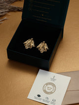 Gold Molten Square Stud Earrings - TOSSIDO