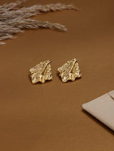 Gold Molten Square Stud Earrings - TOSSIDO