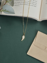 Gold Mother of Pearl Feather Pendant Necklace - TOSSIDO