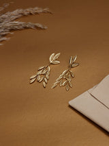 Gold Olive Branch Drop Earrings - TOSSIDO
