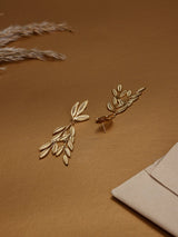 Gold Olive Branch Drop Earrings - TOSSIDO