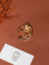 Gold Openwork Horse Head Brooch - TOSSIDO