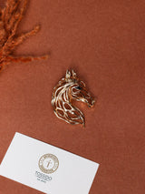 Gold Openwork Horse Head Brooch - TOSSIDO