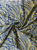 Gold Paisley Printed Satin Neckerchief - TOSSIDO