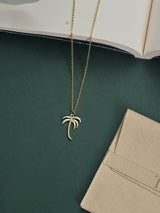 Gold Palm Tree Pendant Necklace - TOSSIDO