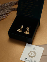 Gold Pleated Ribbon Drop Earrings - TOSSIDO