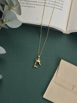 Gold Polished Dolphin Pendant Necklace - TOSSIDO