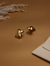 Gold Puffy X Stud Earrings - TOSSIDO