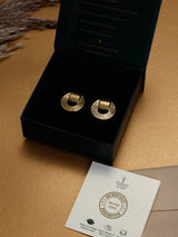 Gold Ribbed Door Knocker Earrings - TOSSIDO