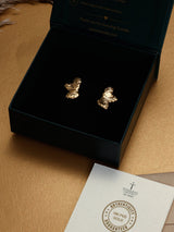 Gold Ribbed Twist Stud Earrings - TOSSIDO