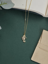 Gold Seahorse Pendant Necklace - TOSSIDO