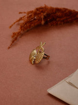 Gold Seashell & Starfish Adjustable Ring - TOSSIDO