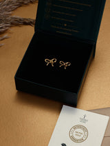 Gold Slim Bow Stud Earrings - TOSSIDO