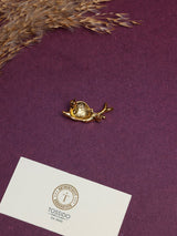 Gold Snail Amber Shell Brooch - TOSSIDO