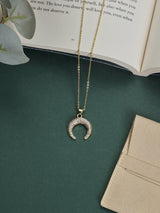 Gold Sparkle Crescent Horn Pendant Necklace - TOSSIDO