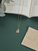 Gold Sparkle Snake Pendant Necklace - TOSSIDO