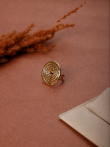 Gold Spiral Disc Adjustable Ring