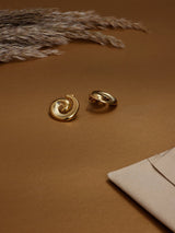 Gold Spiral Swirl Stud Earrings - TOSSIDO