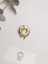 Gold Straw Hat Flower Brooch